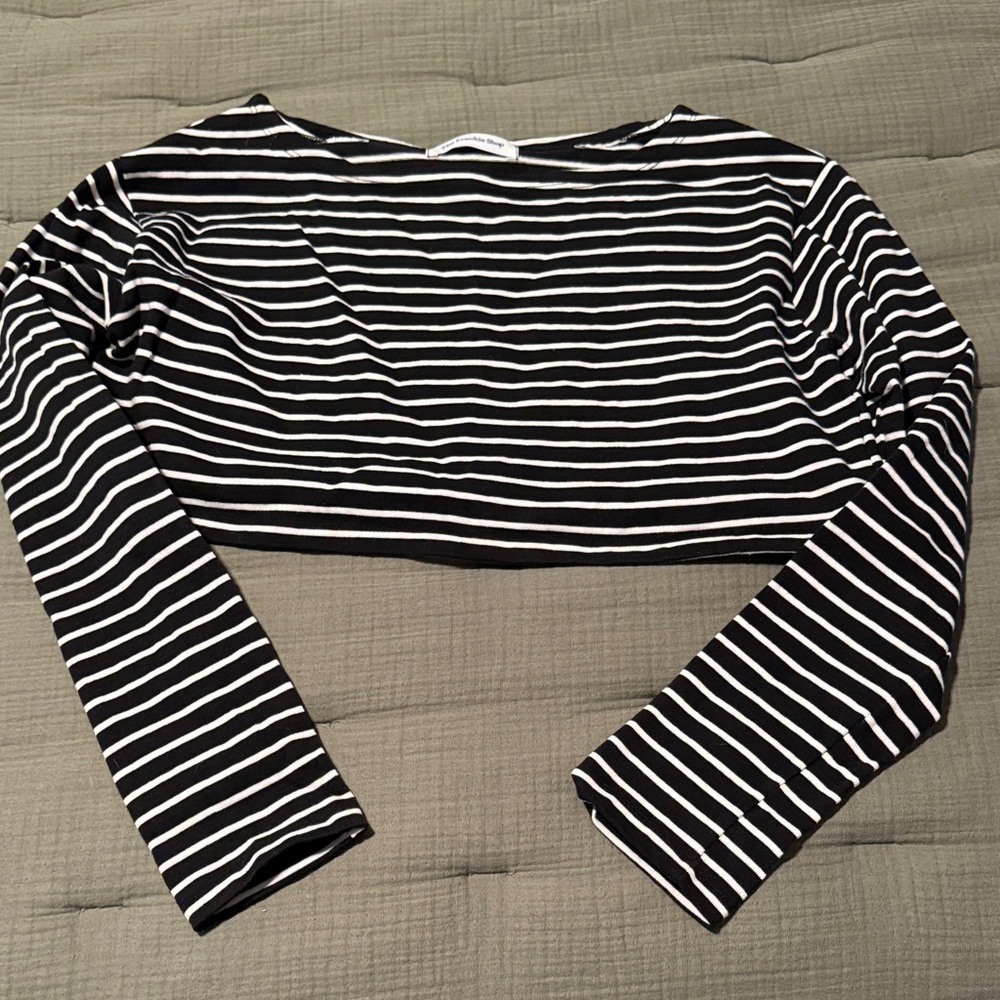 The Frankie Shop Black and White Striped Crop Top